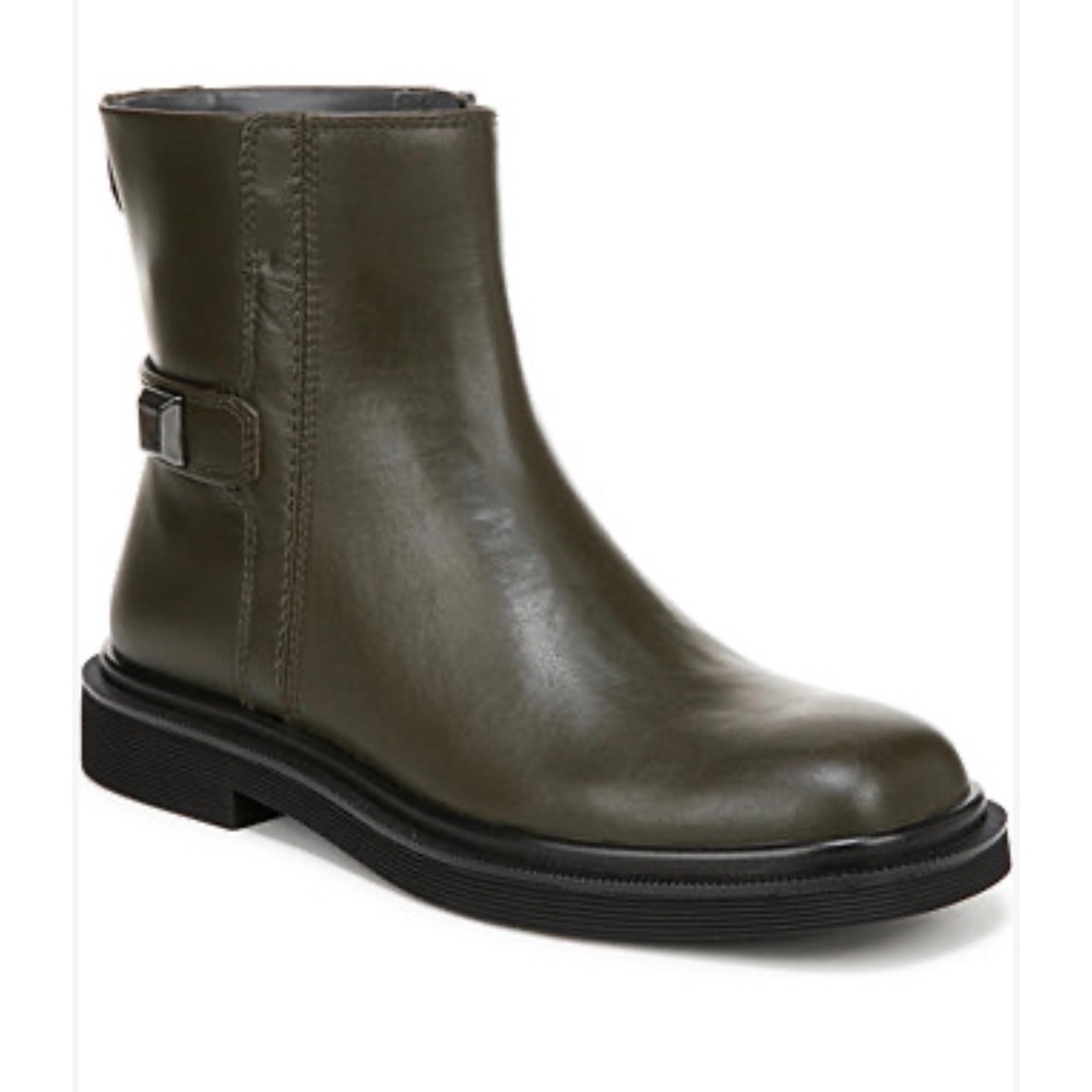 Franco Sarto Axel Olive Green Leather Ankle Boots 6.5 Y2K Gorpcore Utility